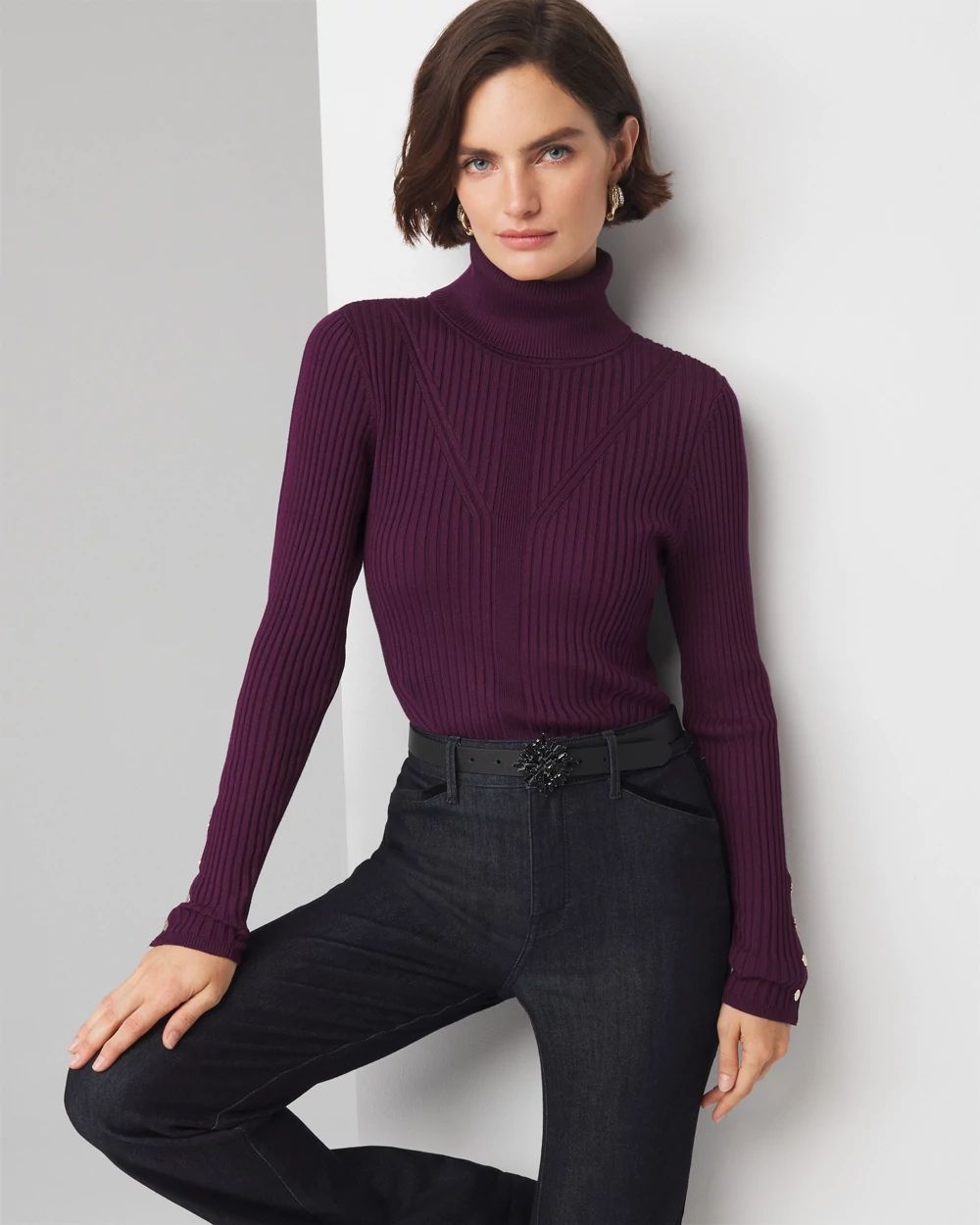 Ribbed Turtleneck Sweater White House Black Market